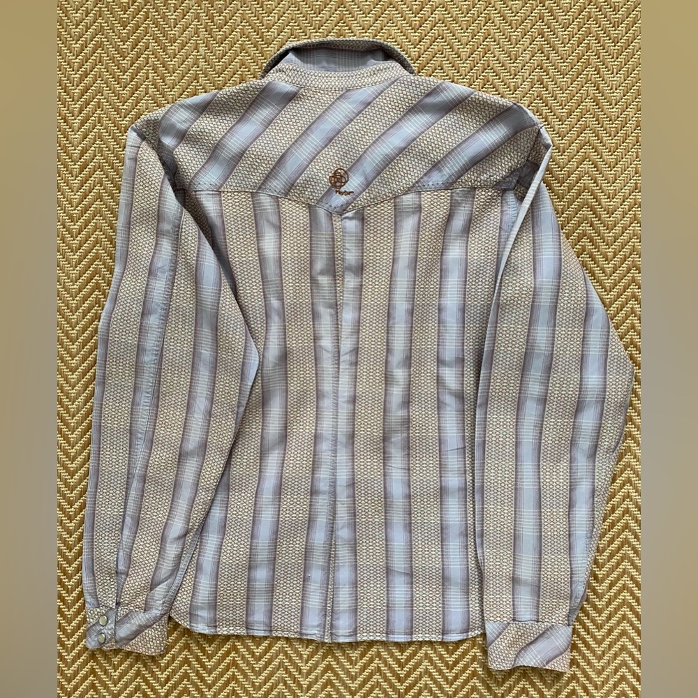 Patagonia Drifter Western Pearl Snap Button Lavender Plaid Shirt Women's Large - Picture 2 of 16